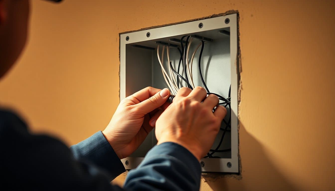 Électricien vérifiant la conformité d'une installation électrique